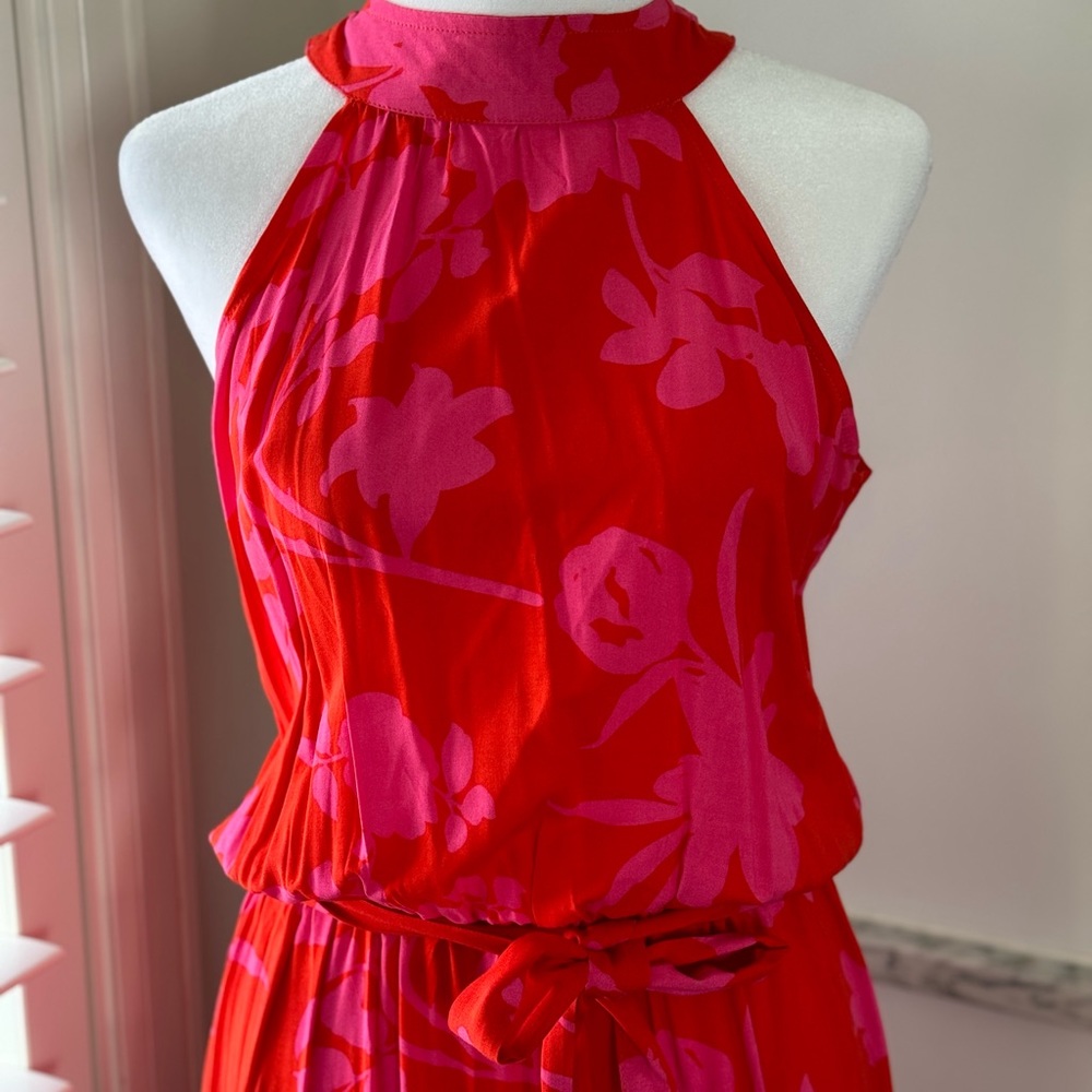 COPY - Red/Pink Halter Maxi Dress M